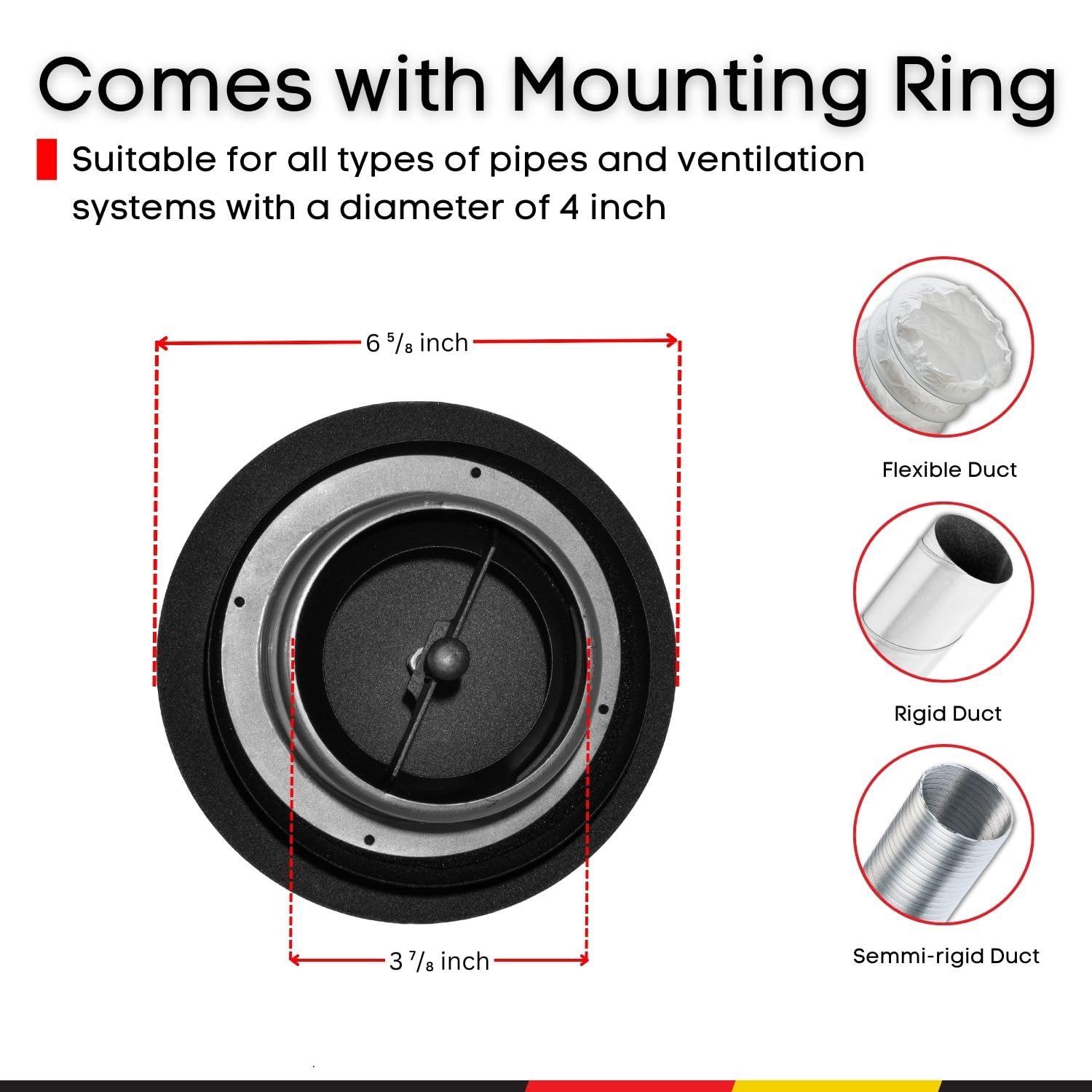 Steinberg14 Round Anthracite Metal Diffuser - 4 inch Universal Supply Exhaust Air Valve - Wall Ceiling Adjustable Vent - Extractor Fan Vent Cover - Ventilation Grille for Bathroom Kitchen - Image 5