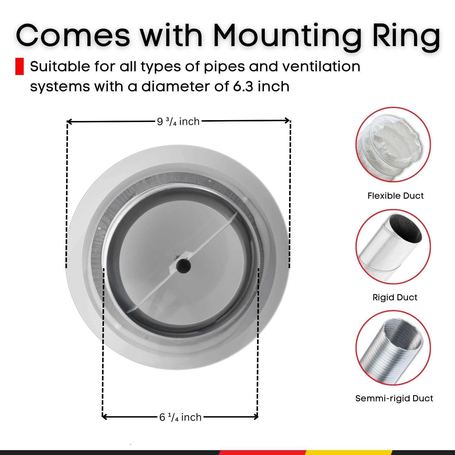 Steinberg14 White Air Vent Diffuser - 6.3 inch Vent Cover - Metal Adjustable Air Vent Covers - Supply Exhaust Wall Air Valve - Round Ceiling Diffuser - Extractor Fan Vent Cover - Round Soffit Vent - Image 5